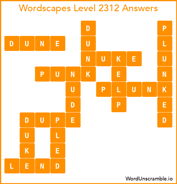 Wordscapes Level 2312 Answers