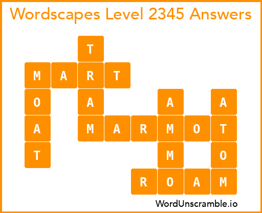 Wordscapes Level 2345 Answers