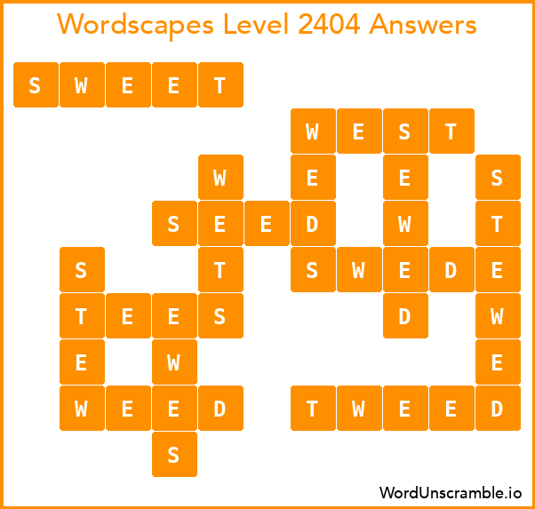 Wordscapes Level 2404 Answers