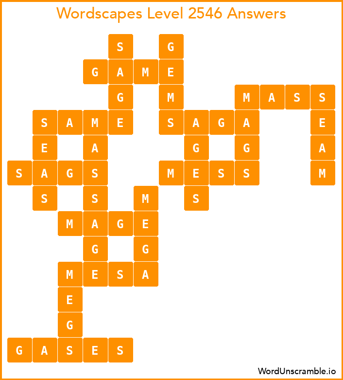 Wordscapes Level 2546 Answers