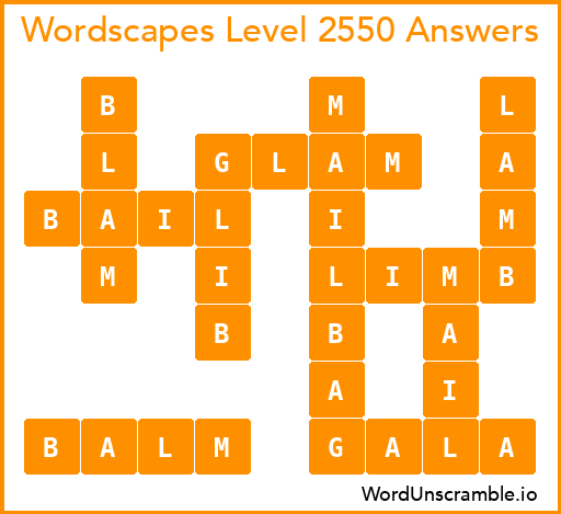 Wordscapes Level 2550 Answers