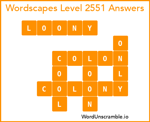 Wordscapes Level 2551 Answers