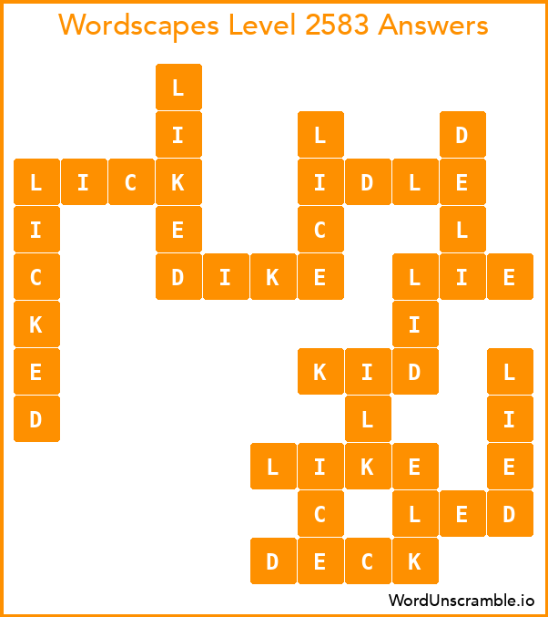 Wordscapes Level 2583 Answers