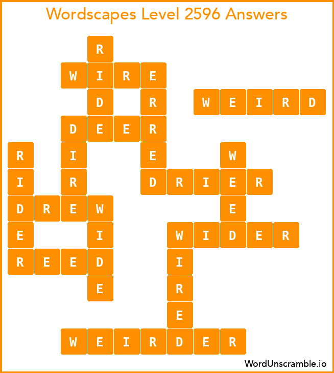 Wordscapes Level 2596 Answers