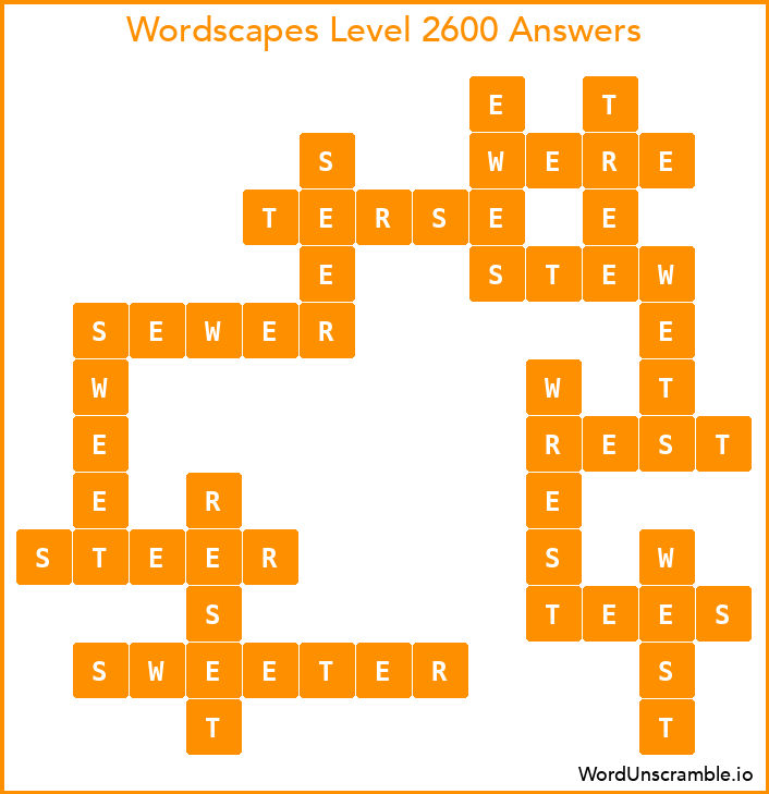 Wordscapes Level 2600 Answers