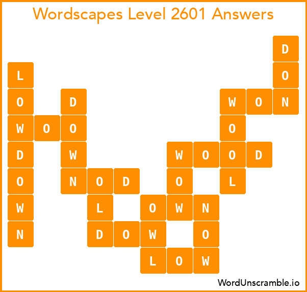 Wordscapes Level 2601 Answers