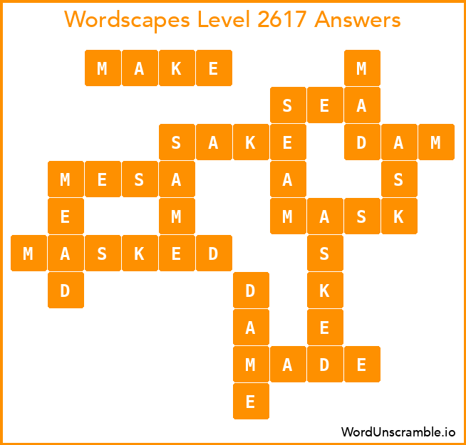 Wordscapes Level 2617 Answers