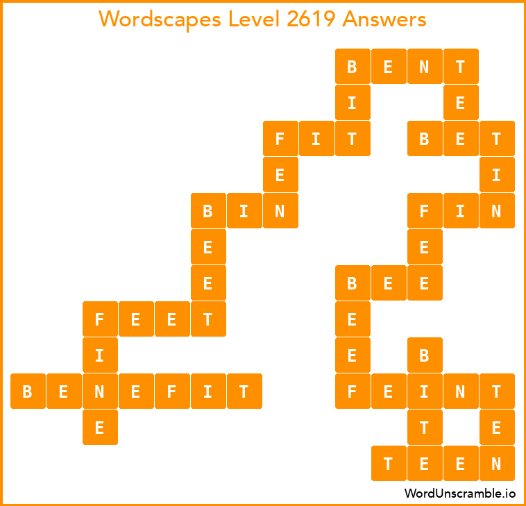 Wordscapes Level 2619 Answers