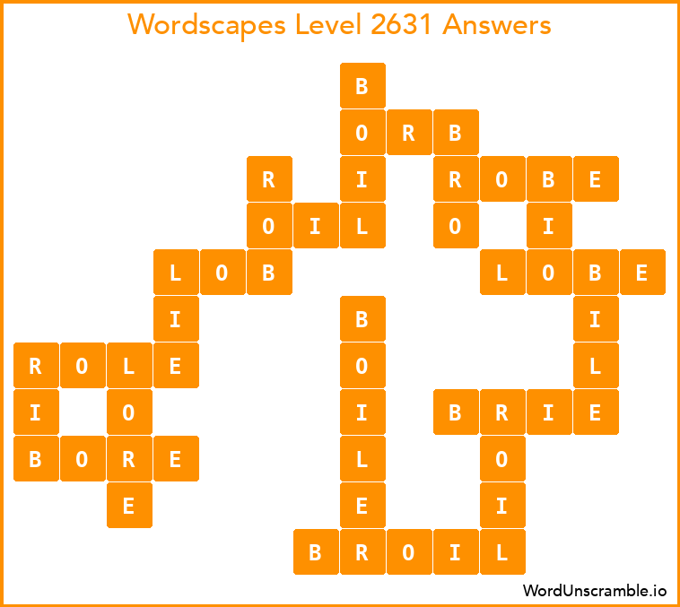 Wordscapes Level 2631 Answers