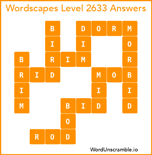 Wordscapes Level 2633 Answers