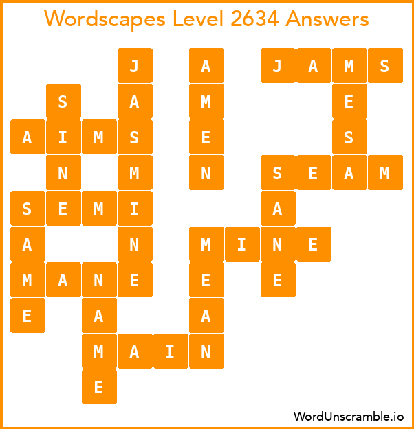 Wordscapes Level 2634 Answers