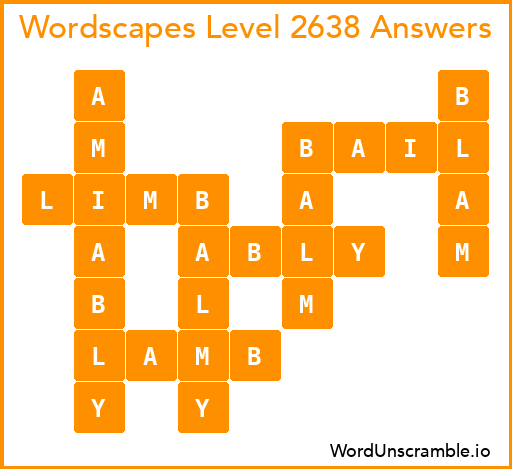 Wordscapes Level 2638 Answers