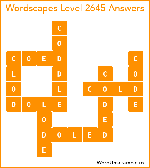 Wordscapes Level 2645 Answers