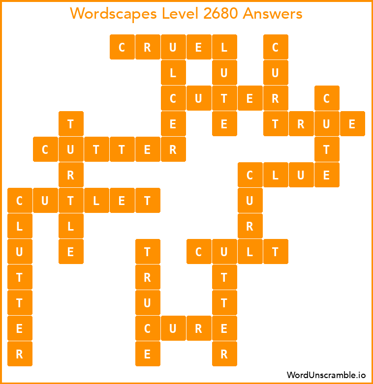 Wordscapes Level 2680 Answers