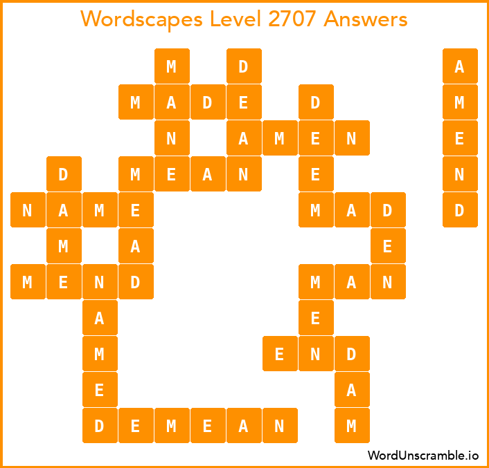 Wordscapes Level 2707 Answers