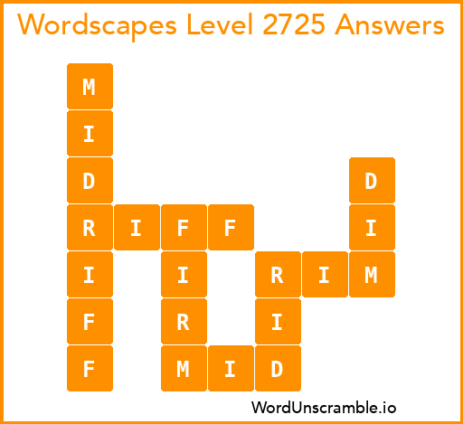 Wordscapes Level 2725 Answers