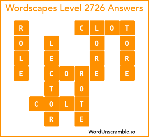 Wordscapes Level 2726 Answers