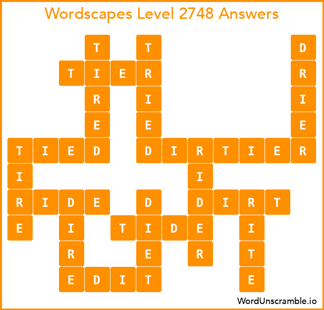 Wordscapes Level 2748 Answers