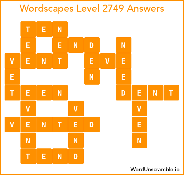 Wordscapes Level 2749 Answers
