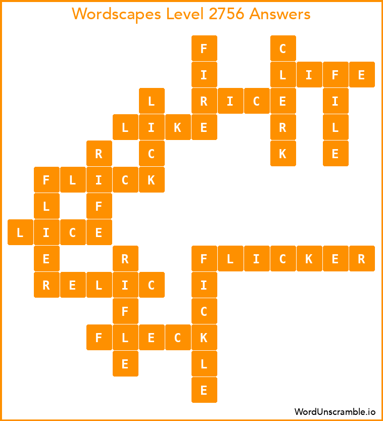 Wordscapes Level 2756 Answers