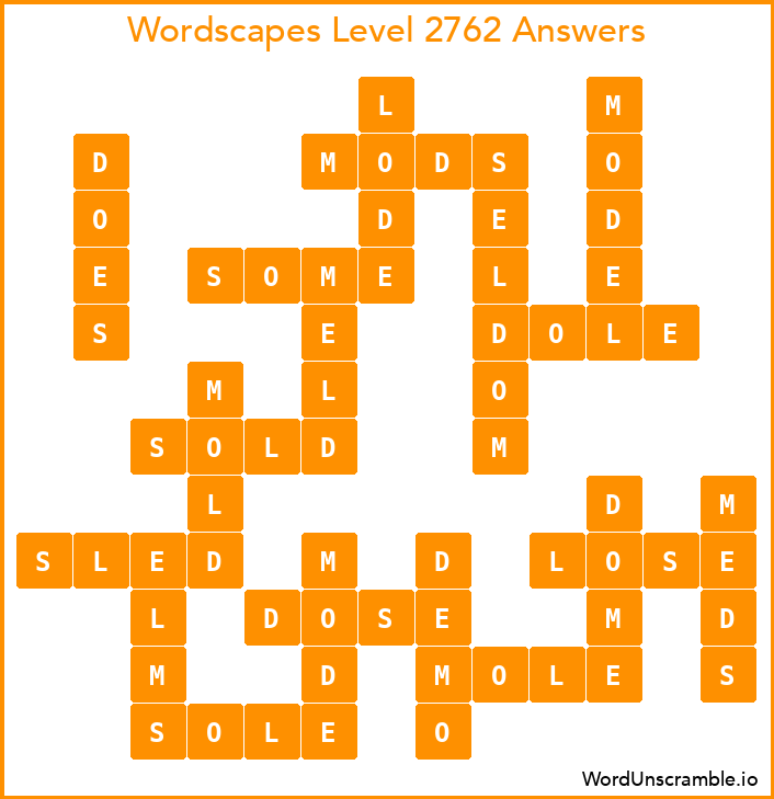 Wordscapes Level 2762 Answers