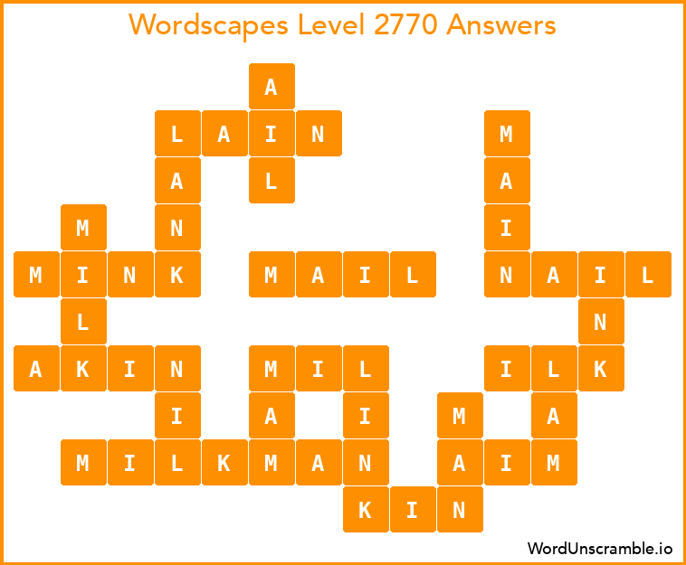 Wordscapes Level 2770 Answers