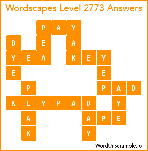 Wordscapes Level 2773 Answers
