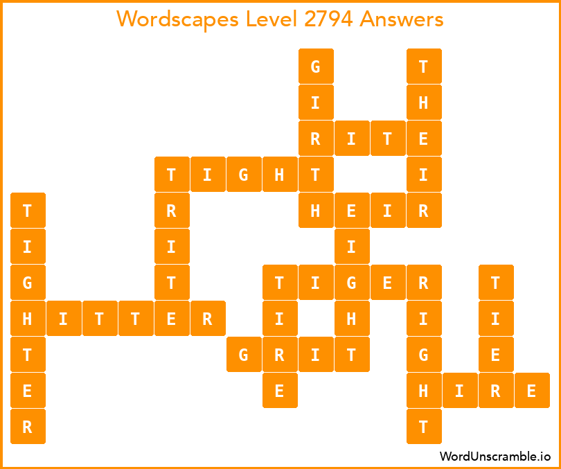 Wordscapes Level 2794 Answers