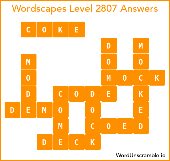 Wordscapes Level 2807 Answers