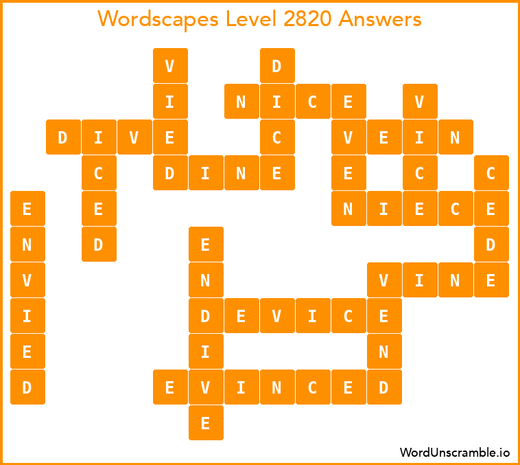 Wordscapes Level 2820 Answers