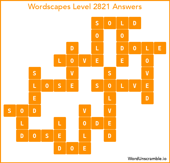 Wordscapes Level 2821 Answers