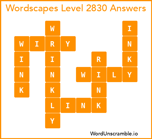 Wordscapes Level 2830 Answers