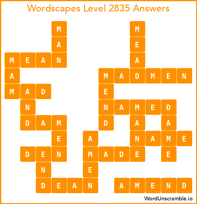 Wordscapes Level 2835 Answers