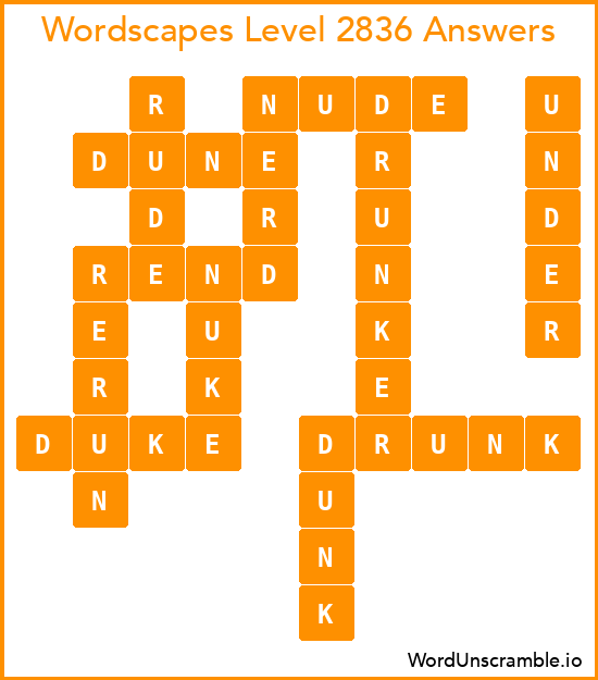 Wordscapes Level 2836 Answers