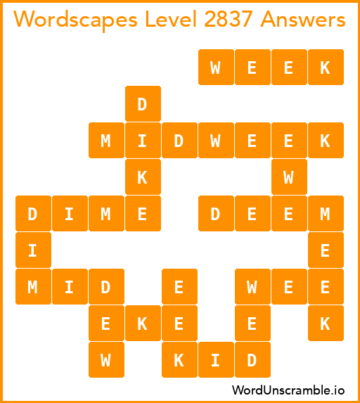 Wordscapes Level 2837 Answers