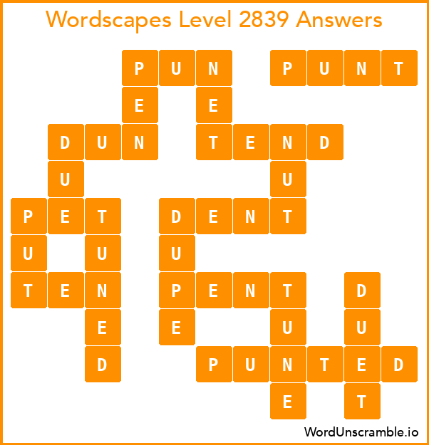Wordscapes Level 2839 Answers
