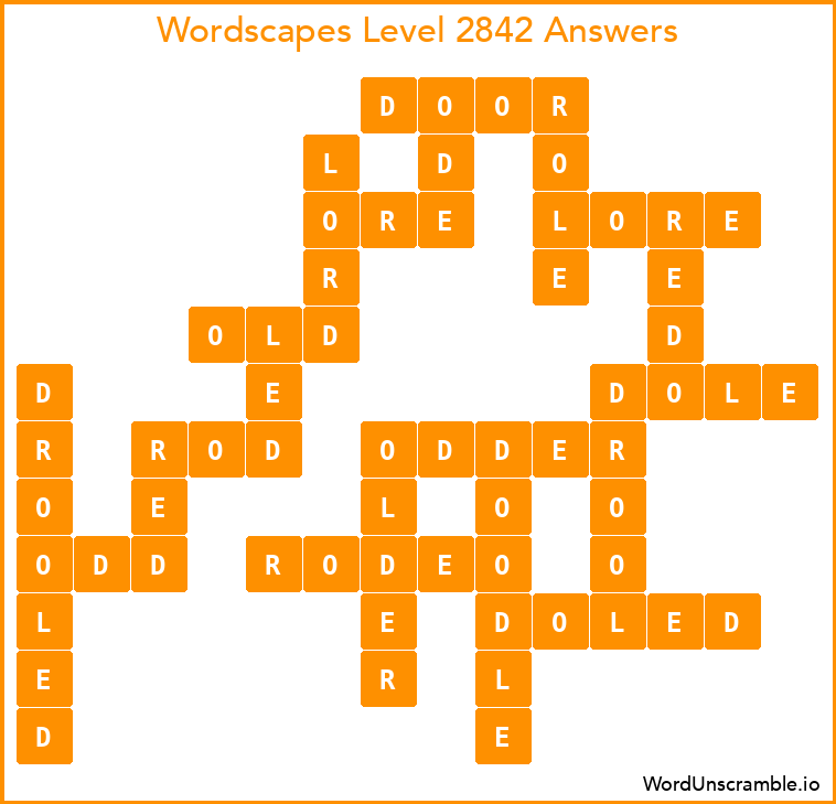 Wordscapes Level 2842 Answers