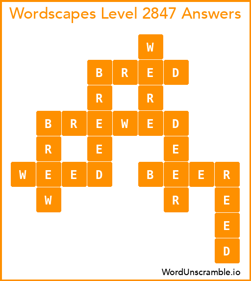 Wordscapes Level 2847 Answers
