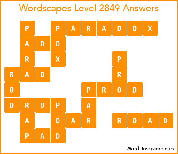 Wordscapes Level 2849 Answers