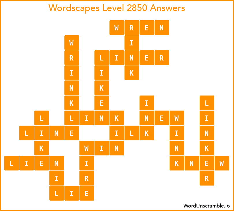 Wordscapes Level 2850 Answers