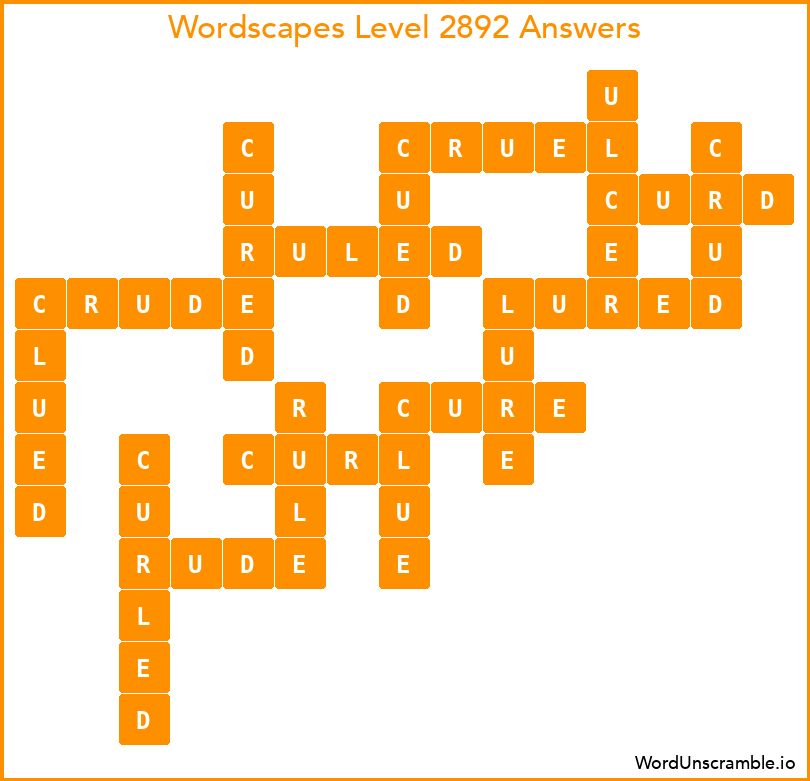 Wordscapes Level 2892 Answers