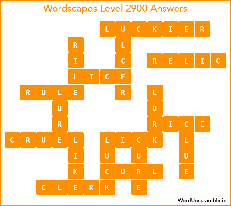 Wordscapes Level 2900 Answers