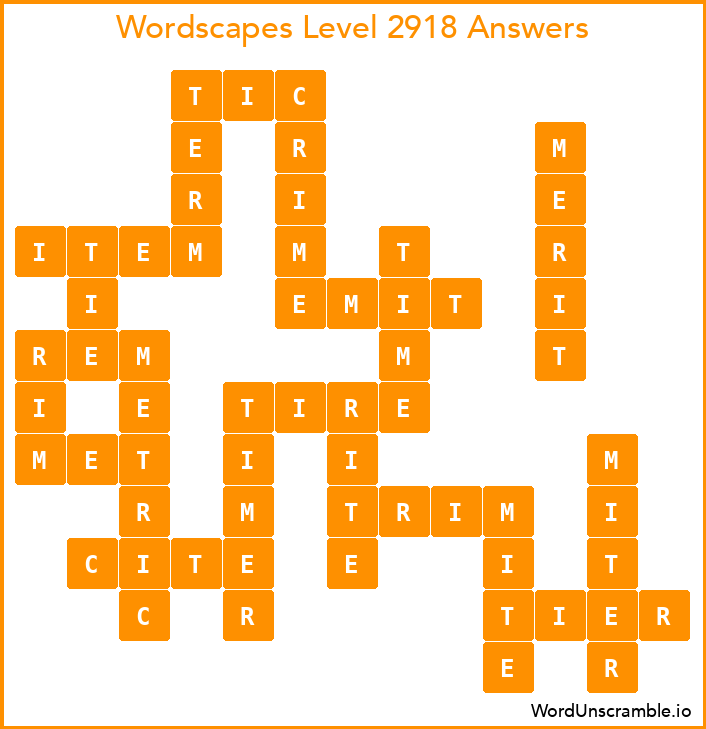 Wordscapes Level 2918 Answers
