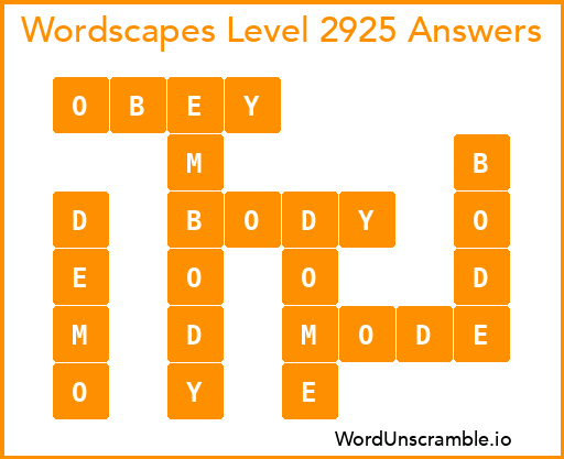 Wordscapes Level 2925 Answers