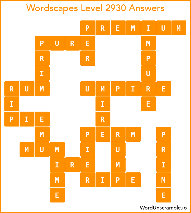 Wordscapes Level 2930 Answers