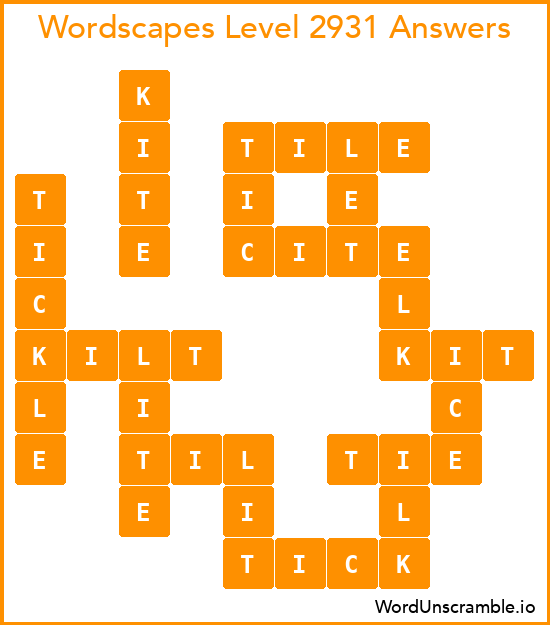 Wordscapes Level 2931 Answers