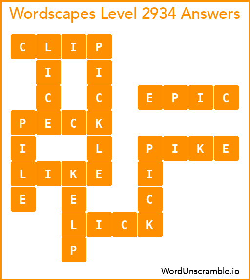 Wordscapes Level 2934 Answers