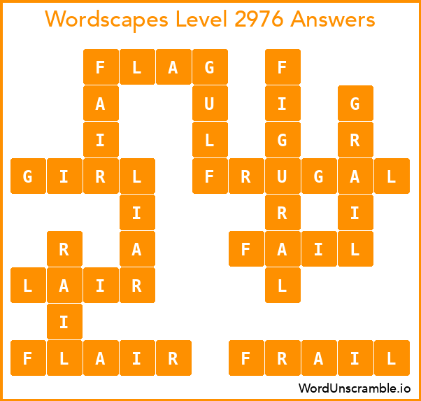 Wordscapes Level 2976 Answers