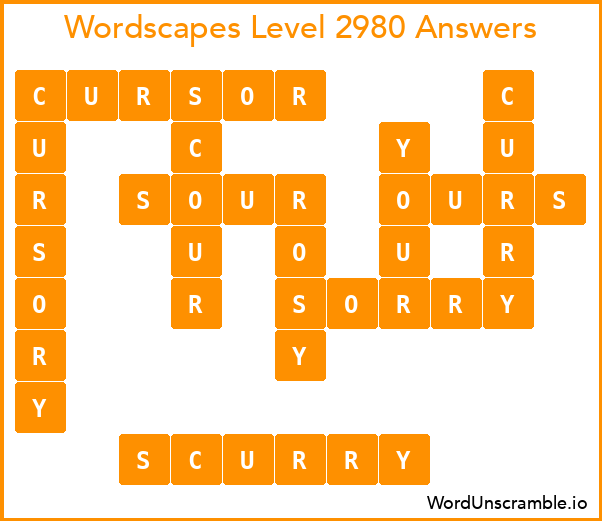 Wordscapes Level 2980 Answers