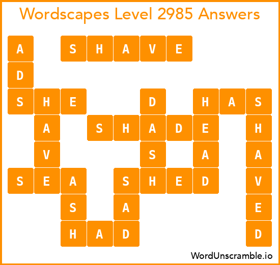 Wordscapes Level 2985 Answers